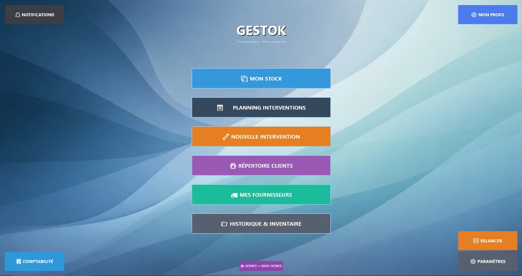 GESTOK — menu principal
